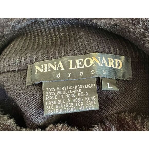 Nina Leonard Classic Zip Cardi w/Faux Fur Collar Sz L Long Sleeve Wool Blend - Picture 7 of 9